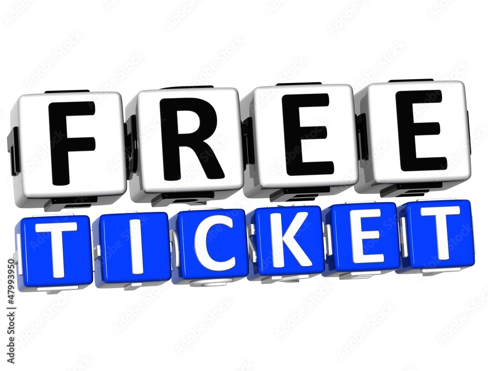 3D Free Ticket Button Click Here Block Text 3D Free Ticket Button Click Here Block Text