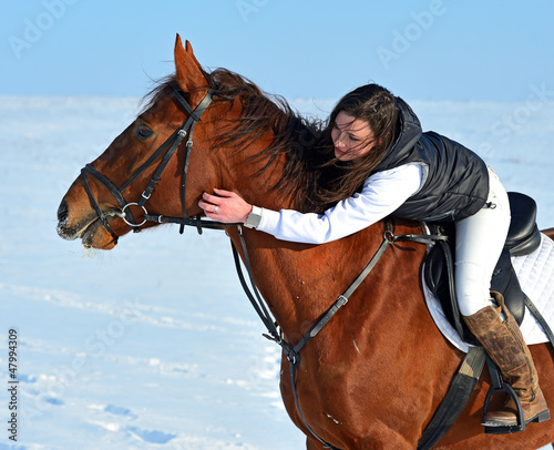 Girl with a horse © kyslynskyy