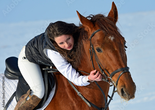 Girl with a horse © kyslynskyy