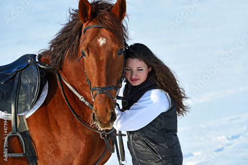 Girl with a horse © kyslynskyy