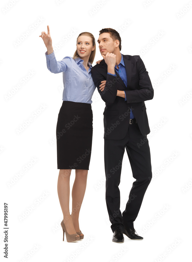 man and woman working with something imaginary man and woman working with something imaginary