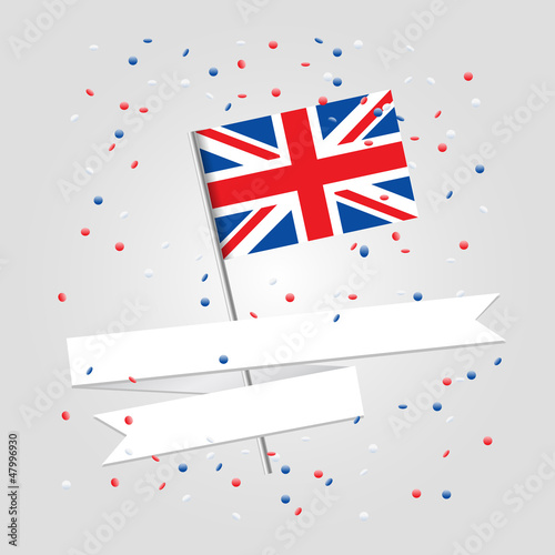 British flag over festive background