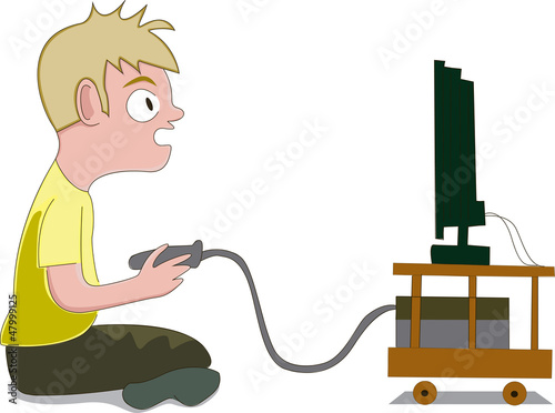 Boy playing video games