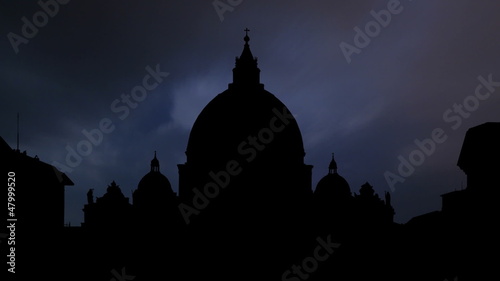 Italy Vatican city St Peter basilica night storm