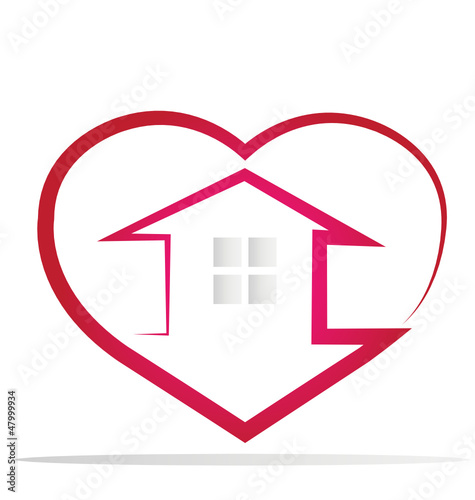 House and heart logo vector
