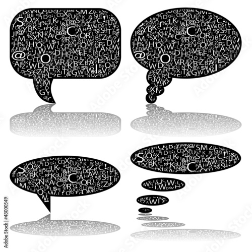 Social Media, communication bubbles with letters, vector