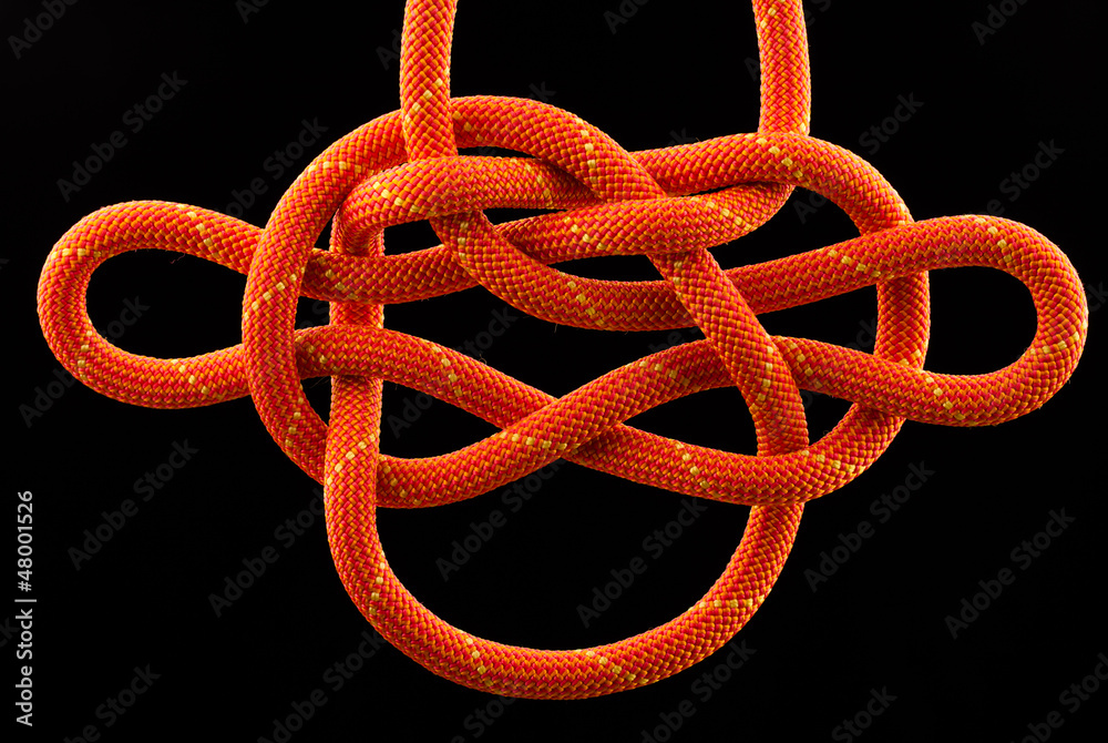 Fototapeta premium rope knot isolated on black background