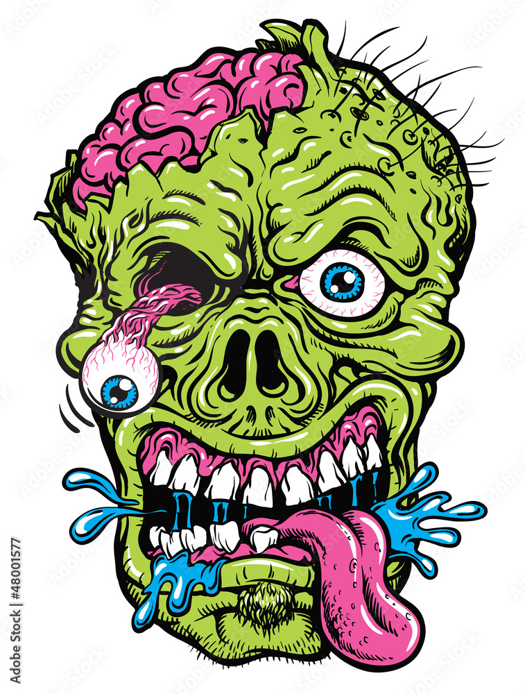 Fotografie Detailed Zombie Head Illustration
