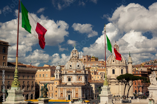 The flag of Italy blowing in the wind