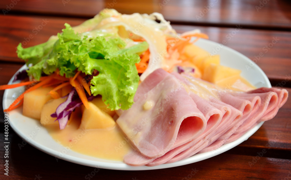 Ham and salad