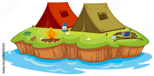 Base camp on an island