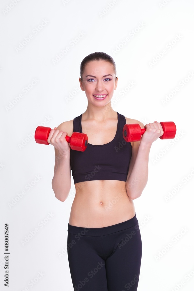 woman with dumbbells