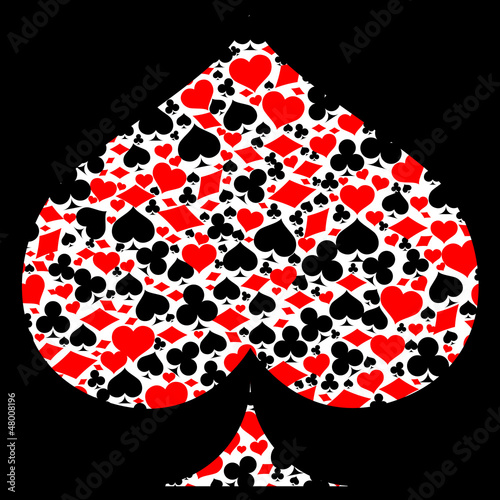 Spades with game card symbols, vector