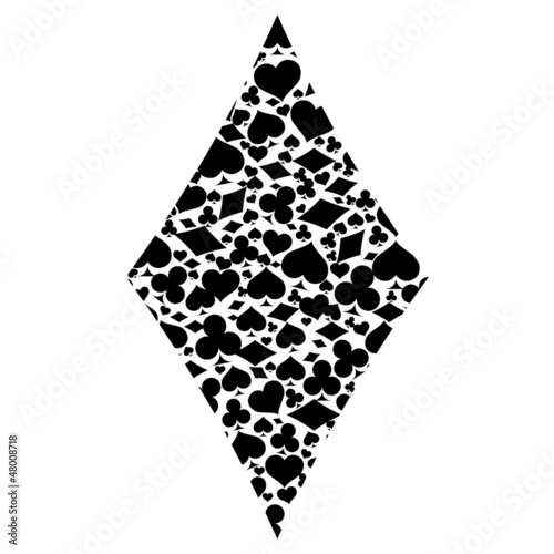 Diamond with game card symbols, vector photo