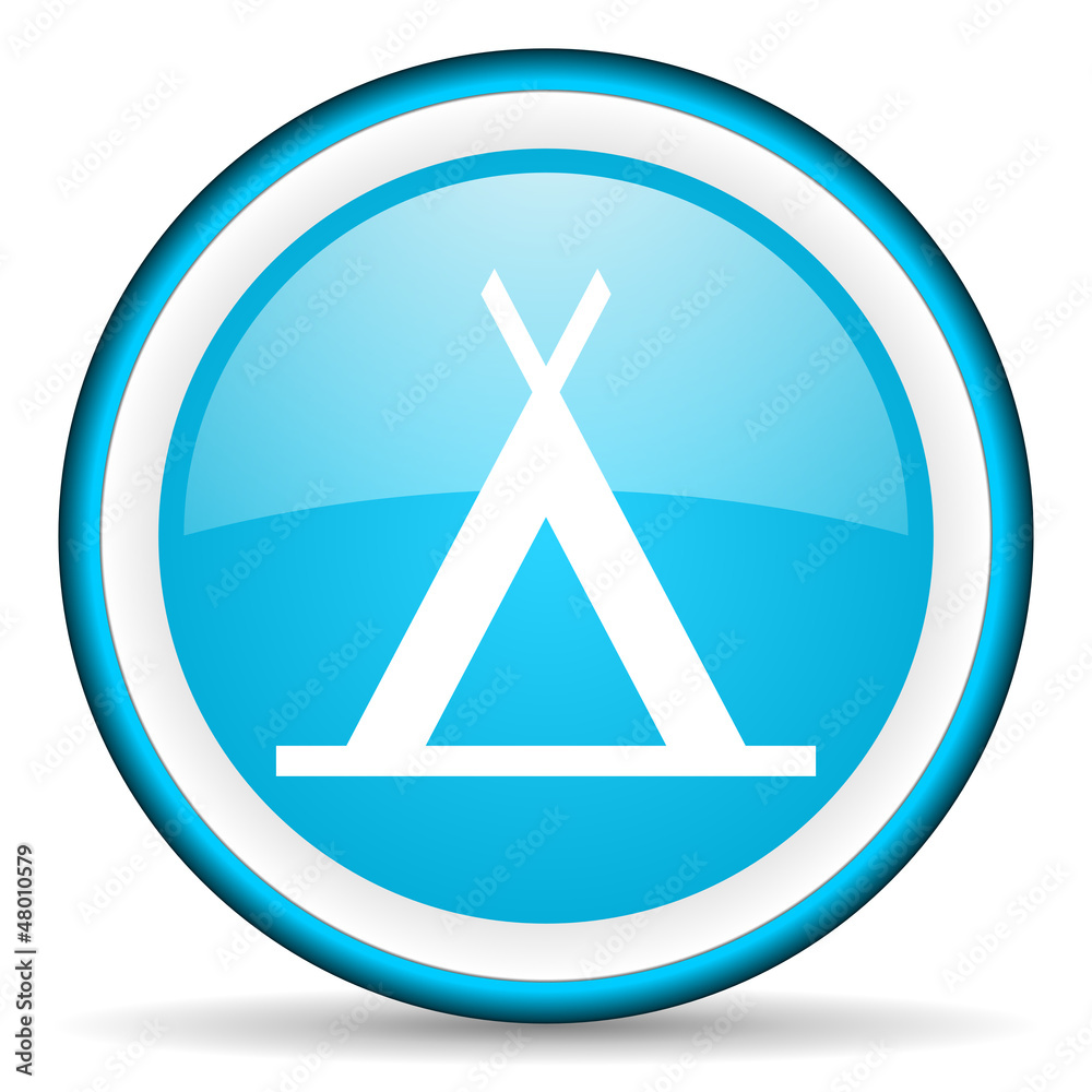 camping blue glossy icon on white background camping blue glossy icon on white background