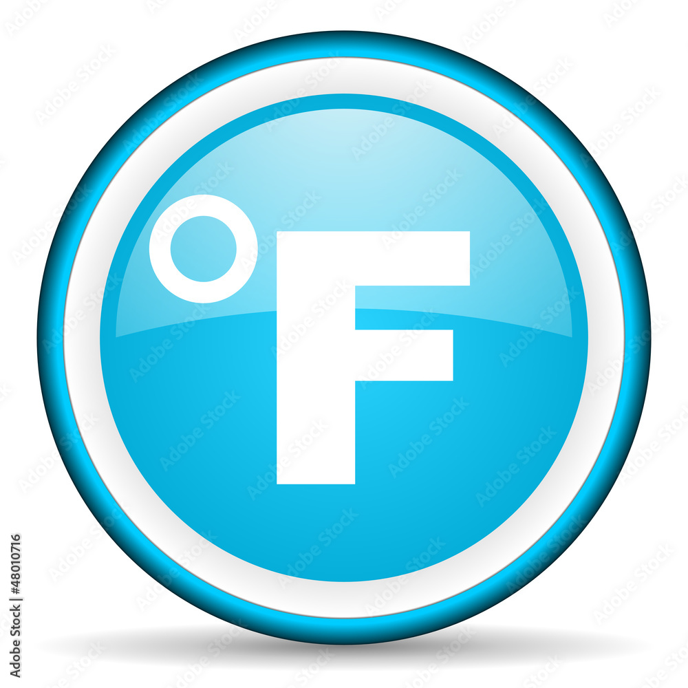 fahrenheit blue glossy icon on white background fahrenheit blue glossy icon on white background