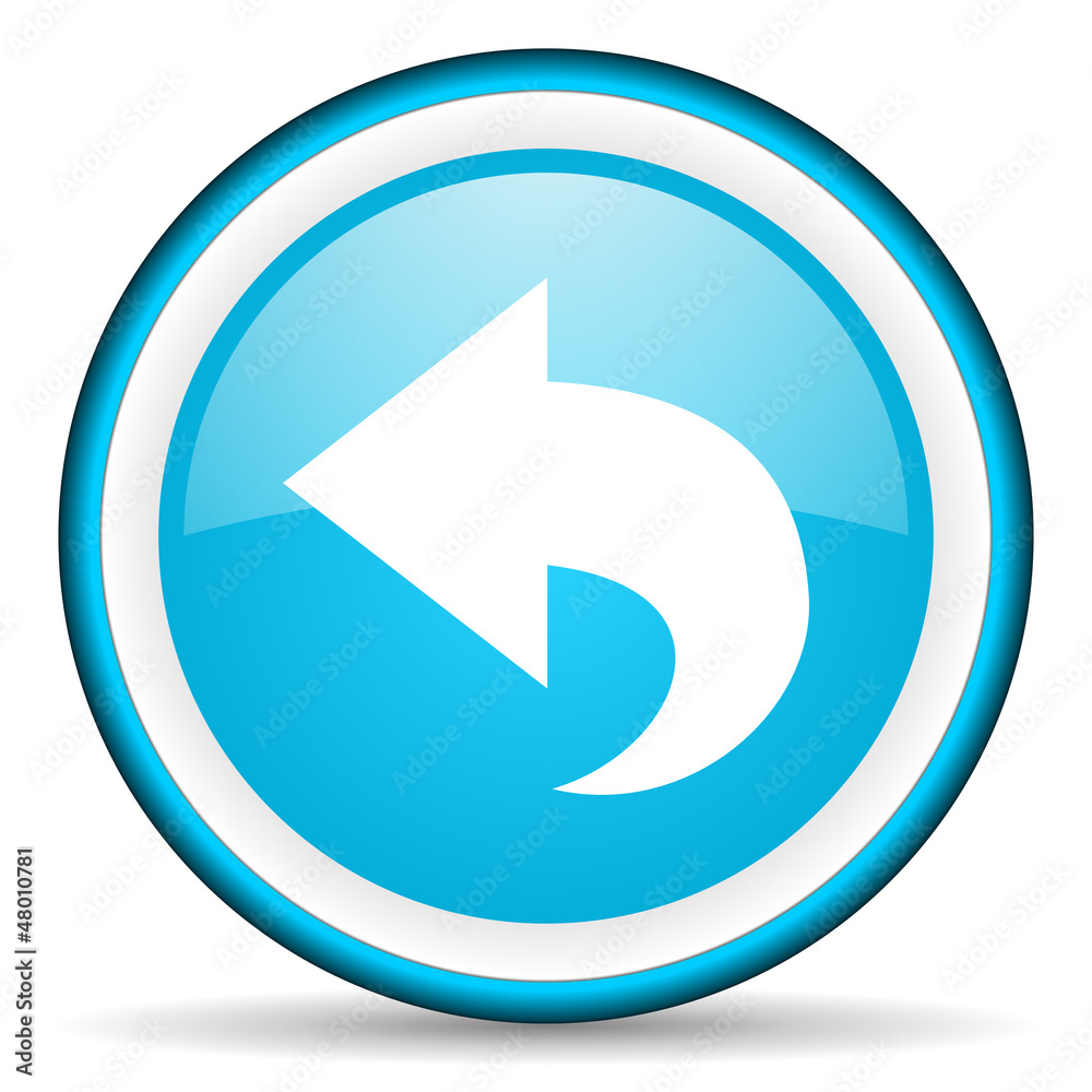 back blue glossy icon on white background back blue glossy icon on white background