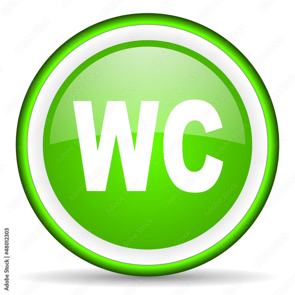 wc green glossy icon on white background wc green glossy icon on white background