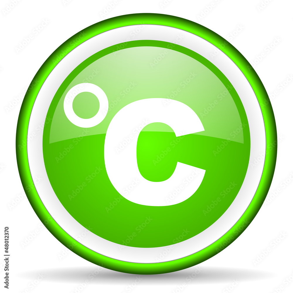 celsius green glossy icon on white background celsius green glossy icon on white background