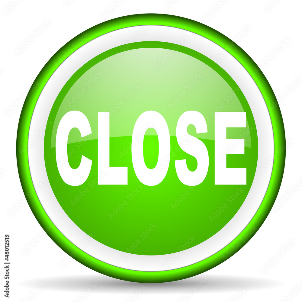 close green glossy icon on white background close green glossy icon on white background