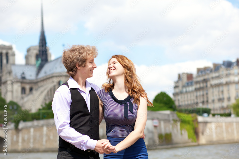 Happy together in Paris, near Notre Dame