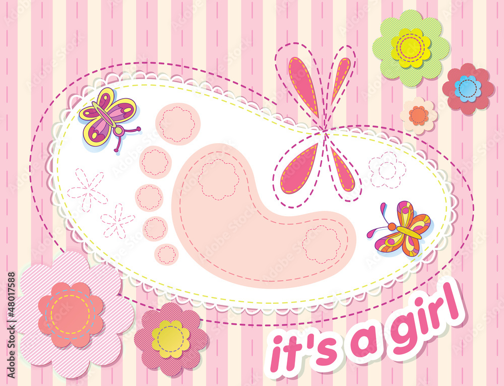 vector background with congratulations on the birth of a girl