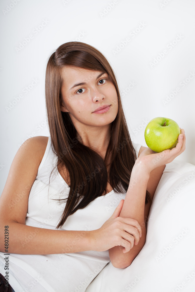Beautiful young girl with apple Beautiful young girl with apple