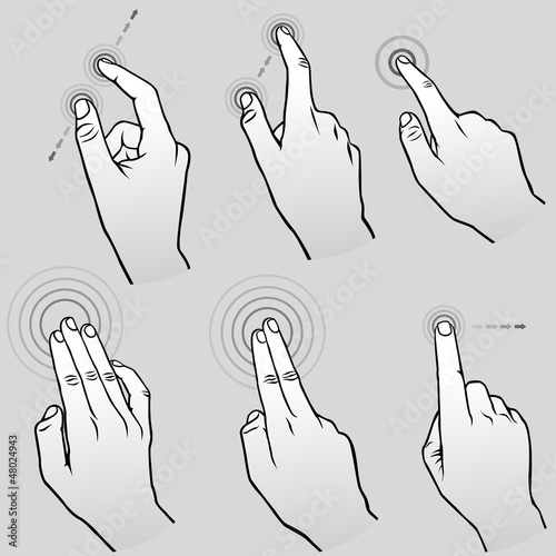 MultiTouch Hand Gestures For Smartphone, Tablet And Pad