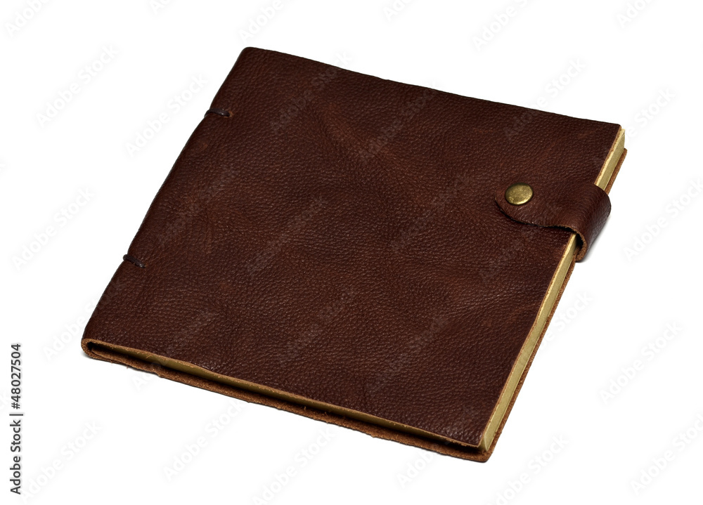 handmade leather brown notebook isolated on white handmade leather brown notebook isolated on white
