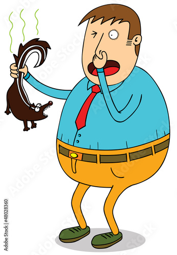 man holding skunk