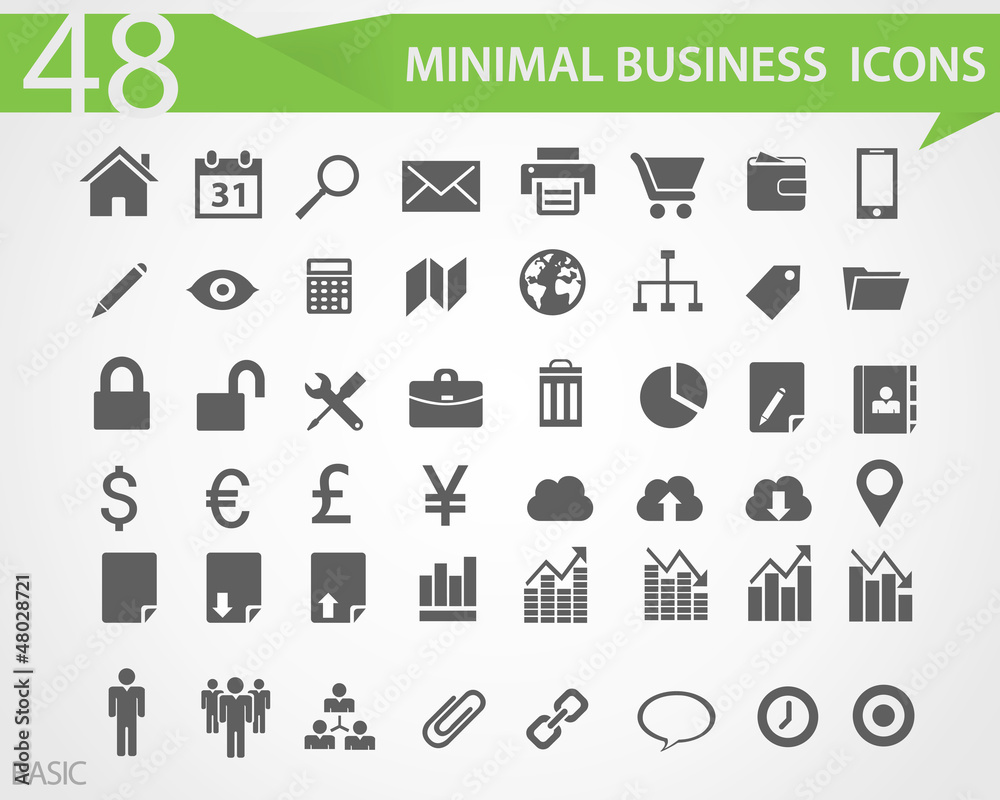 48 Minimal business vector icons