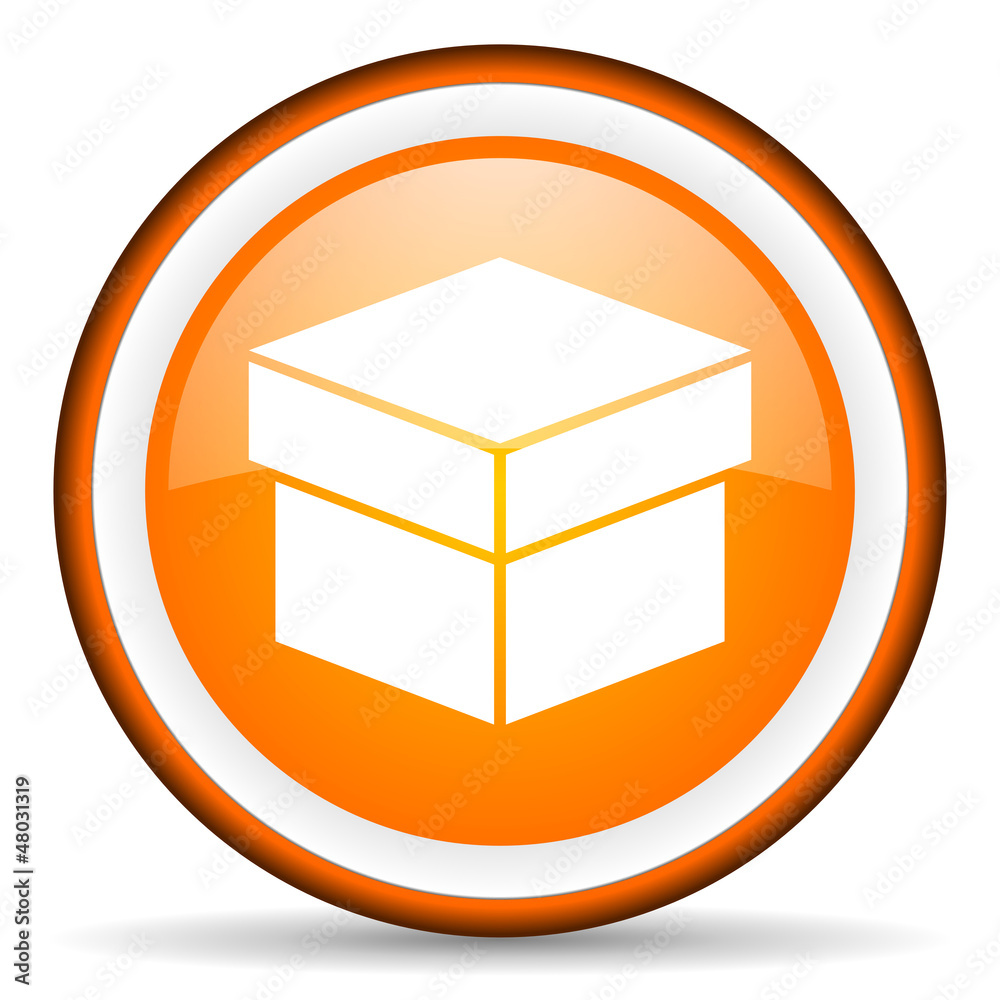 box orange glossy icon on white background box orange glossy icon on white background