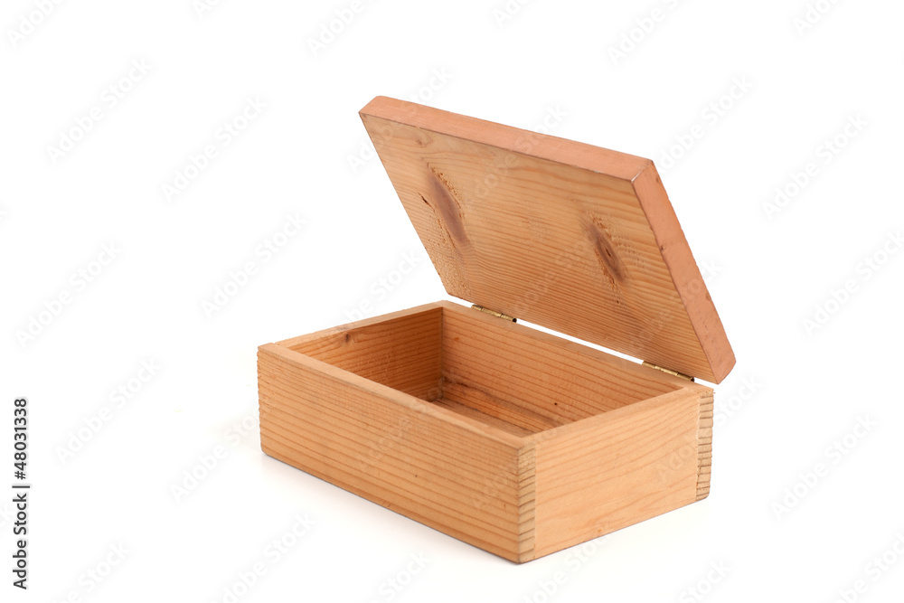 Open wooden tea box isolated white back ground Open wooden tea box isolated white back ground