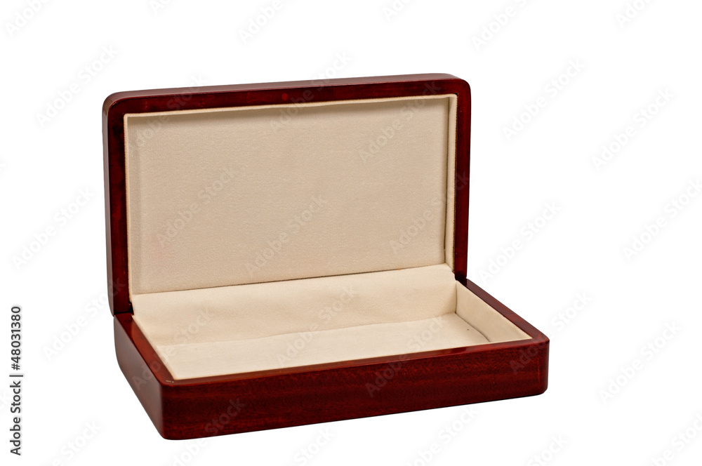 opened wooden mahogany case isolated on white background opened wooden mahogany case isolated on white background