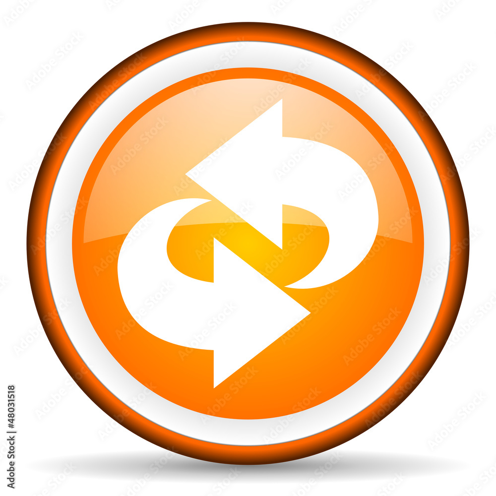 rotate orange glossy icon on white background rotate orange glossy icon on white background
