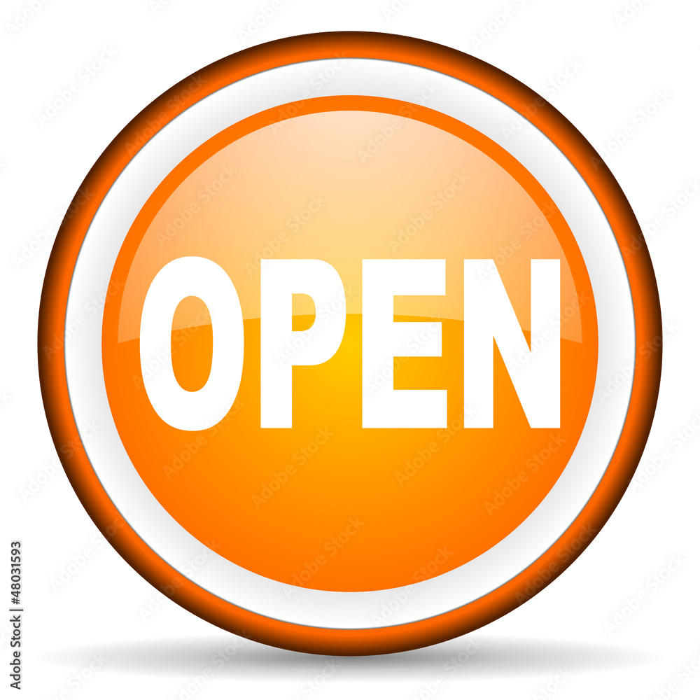 open orange glossy icon on white background open orange glossy icon on white background