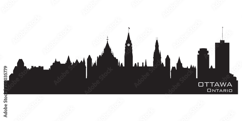 Ottawa, Canada skyline. Detailed silhouette - obrazy, fototapety, plakaty 