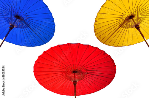 Traditional Thai umbrella isolated white background