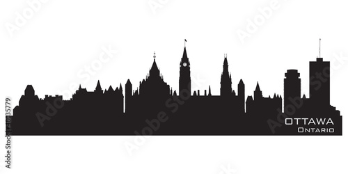 Ottawa, Canada skyline. Detailed silhouette photo