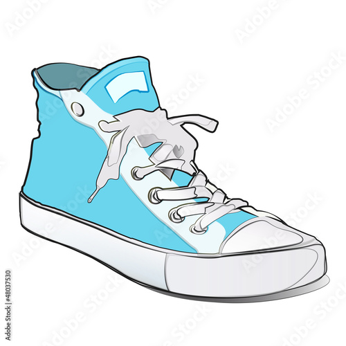 Blue shoe isolated on white. Vector cartoon. 