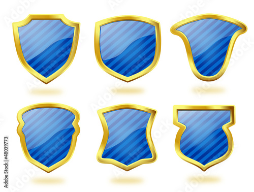 Striped Blue Shields with Golden Frames