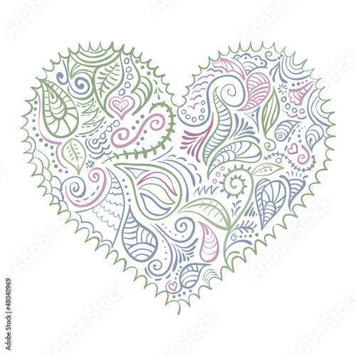 ornamental colorful heart on white background