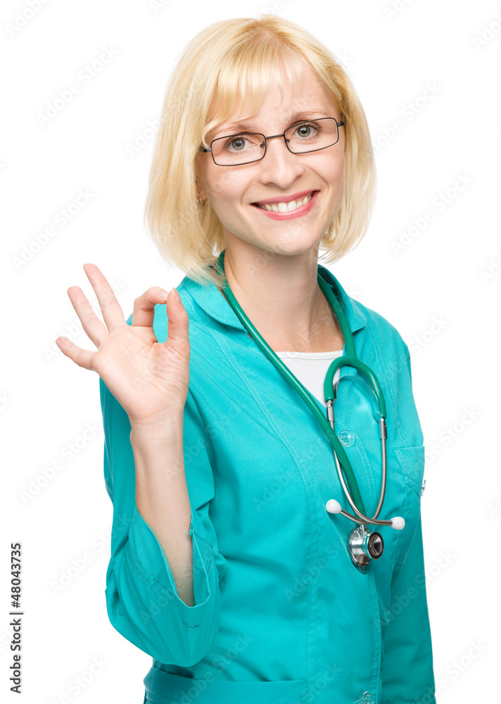 Portrait of a woman wearing doctor uniform Portrait of a woman wearing doctor uniform