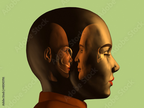 man and woman in dialog inside a portrait photo