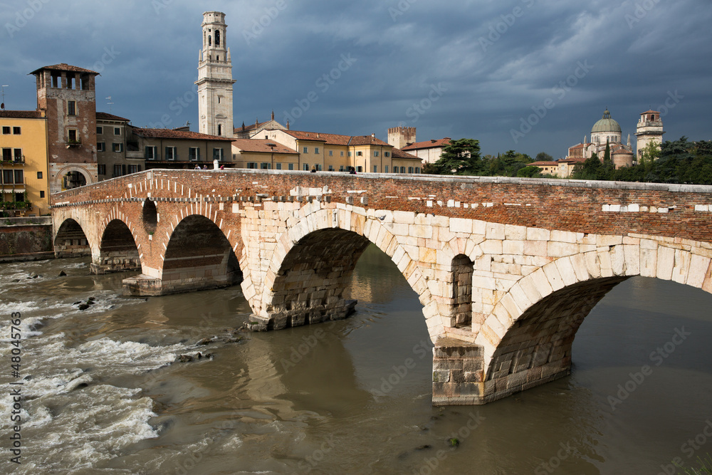 View to the Adige river in Verona