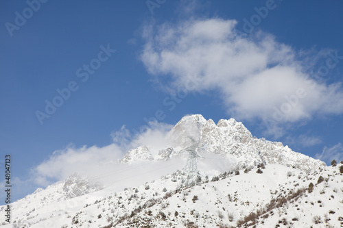 Snowy mountains landscape