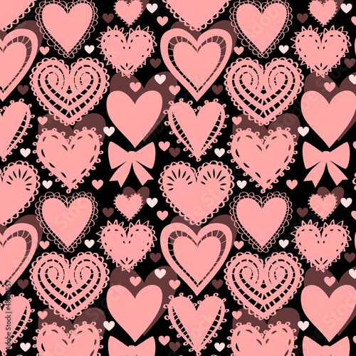 Crochet lacy hearts on blac...