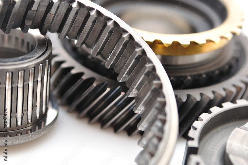 Gearbox parts isolated on white background. Gearbox parts isolated on white background.