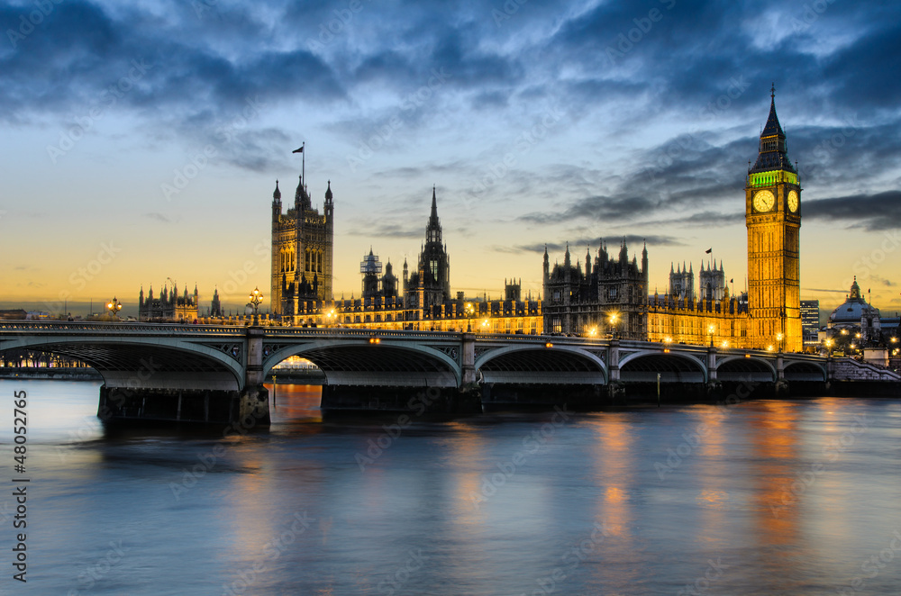 Big Ben and the Palace of Westminster at sunset, London, UK