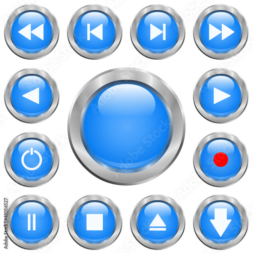 Free Download Jeu de boutons vidéo bleus - GFXLoad